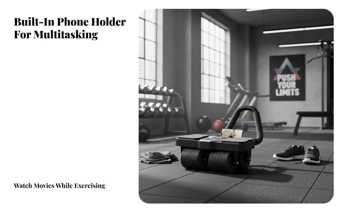 Smart Brake System Automatic Rebound Ab Roller Widened Wheels Automatic Rebound Ab Wheel Silent Operation Four-Wheel Abdominal Exerciser Ergonomic Design for Women, Beginners