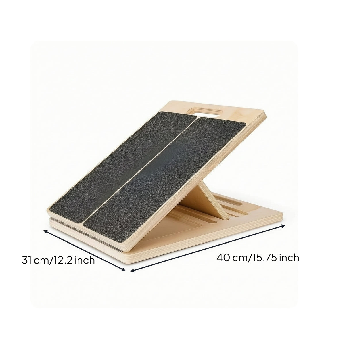 Wooden Calf Stretcher Slanted Slant Board with Handhold Fitness Adjustable Stretch Board Stable for Runners, Home Gym