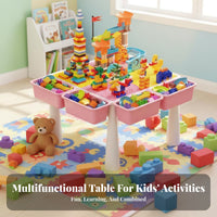 Large Particle Compatible Building Block Table Set Educational children's Play Table with Chairs STEM Learning Multi-Use Activity Station with Storage Easy to Clean for Preschoolers, Toddlers, Parents, Playroom, Bedroom, Preschool, Daycare