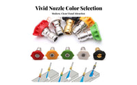 5 Pieces Stainless Steel & Brass Construction High Pressure Washer Nozzle Tips Rustproof for Car Washing