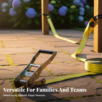 Core Strength Training Slackline Kit Includes Tree Protectors Ratchet Slackline Set Outdoor Balance Strapping for Beginners, Adults, Families, Backyard, Park, Camping