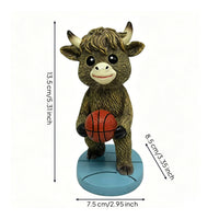 Bovine Figurine Cartoon Bovine Figurine with Resin Base Toy for Shelf, Desk