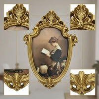 Resin Picture Frame Vintage Oval Picture Frame Gold Toned for Living Room