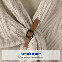 Elegant Korean Style Knitted Shawl, Plain Cape, Leather Buckle Neck Warmer