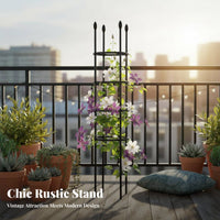 Fan-Blade Top Obelisk Assists Climbing Plants Obelisk Plant Trellis Decorative Design Sturdy Framework for Balcony Gardeners