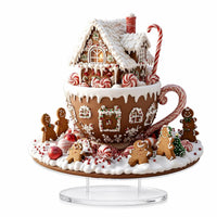 Acrylic Ornament with Stand Festive Gingerbread House Cozy for Desk, Entry Table