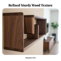 Floating Shelf Set Solid Wood Multi-Compartment Floating Bookcase Space-Saving