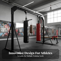 Sliding Rail Boxing Frame Patented Design Gantry Design Bag Holder Commercial Grade Heavy Bag Stand for Fighters, Athletes, Workout, Garage, Outdoor