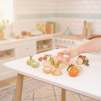 Wooden Cutting Fruit Culinary Play Pieces Set Realistic Wooden Cutting Produce Culinary Play Pieces Set Educational Kitchen Accessories for Preschool