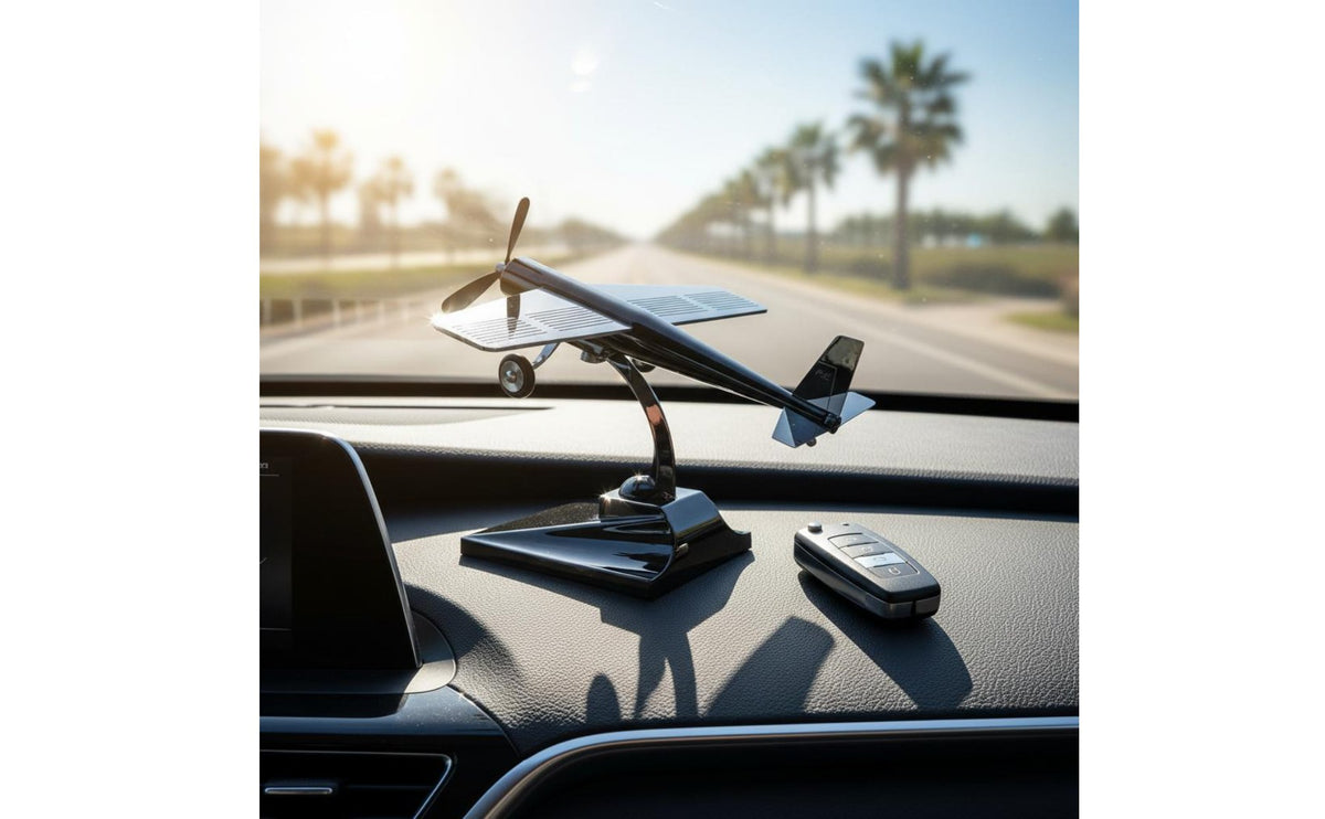Solar Powered Airplane Model Solar Rotating Airplane Ornament 360° Rotation for Office Desk