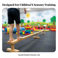 Formaldehyde-Safe Wooden Balance Beam Long-Lasting Thickened Design Kids Balance Beam Natural Timber Wood Single Board Bridge Polished Surface for Children, Preschoolers, Toddlers, Kindergarten, Playroom