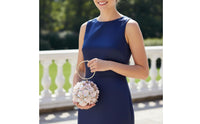 Round Floral Evening Clutch Eye-Catching Floral Loop Handle Bag Formal for Women