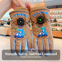 Kids Ski Gloves Windproof Waterproof Cold-Weather Mittens Thickened Fleece Lined Winter Mittens for Children 6-12, Students, Snowboarding, Biking