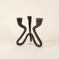 Three-Prong Candle Holder Nordic-Style Geometric Candle Holder Metal-Look Sculpture for Entryway Console