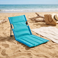 Reclined Foldable Chair with Padded Seat Lightweight Low-Slung Camp Chair Cushioned Furniture for Beachgoers