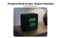Multi-Function LED Digital Alarm Clock Adjustable Brightness Digital Wood Clock Temperature Display for Seniors, Bedroom, Bedside, Dorm Room