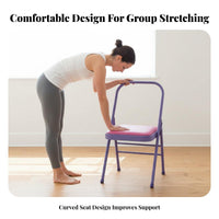 Padded PU Leather Seat Iyengar Exercise Chair Foldable Design Folding Exercise Chair Portable and Space-Saving Fitness Equipment Non-Slip Feet for Beginners, Seniors, Home Gym, Physical Rehabilitation