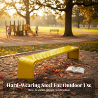Colorful Slatted Bench Rustresistant Slatted Outdoor Bench Comfortable Support Bracing Garden Seating for Families, Property Managers