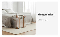 Suitcase-Inspired Design Stacked Luggage End Table Vintage aesthetic Nightstand utilitarian Aesthetic Household Furniture Distressed Finish for Homeowners, Interior Designers, Bedroom, Living Room, Entryway, Small Spaces