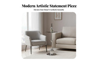 Korean design Round Glass-Top End Table Modern Design Round Glass-Top Pedestal Table Mixed Material Construction Home Furniture Space-Saving for Interior Designers, Homeowners, Renters
