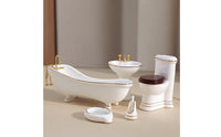 5 Pieces Dollhouse Washroom Set Realistic Toilet with Lid Toy Miniatures for Hobbyists