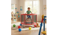 Handrail Kids Indoor Trampoline 360° Enclosure Jumping Frame for Children, Indoors