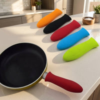 Frying Pans and Cast Iron Silicone Pan Handle Covers for Heat Protection, Soft Heat Protectors with Non Slip Grip, Flexible Resistant Sleeves