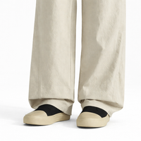 Men's Wide Leg Trousers with Drawstring Elastic Waist for Casual Everyday Wear, Baggy Straight Pants in Polyester Blend Material
