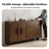 New Chinese design Accent Cabinet with Glass Doors Large Storage Capacity Sideboard Multi-Functional Household Furniture Minimalist Design for Homeowners, Adults, Dining Room, Kitchen, Entryway, Home Office