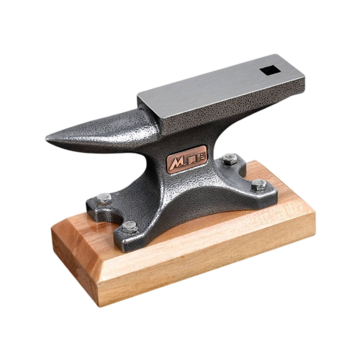 Mini Anvil Miniature Anvil with Wooden Base Portable Tool for Hobbyists, Workbench