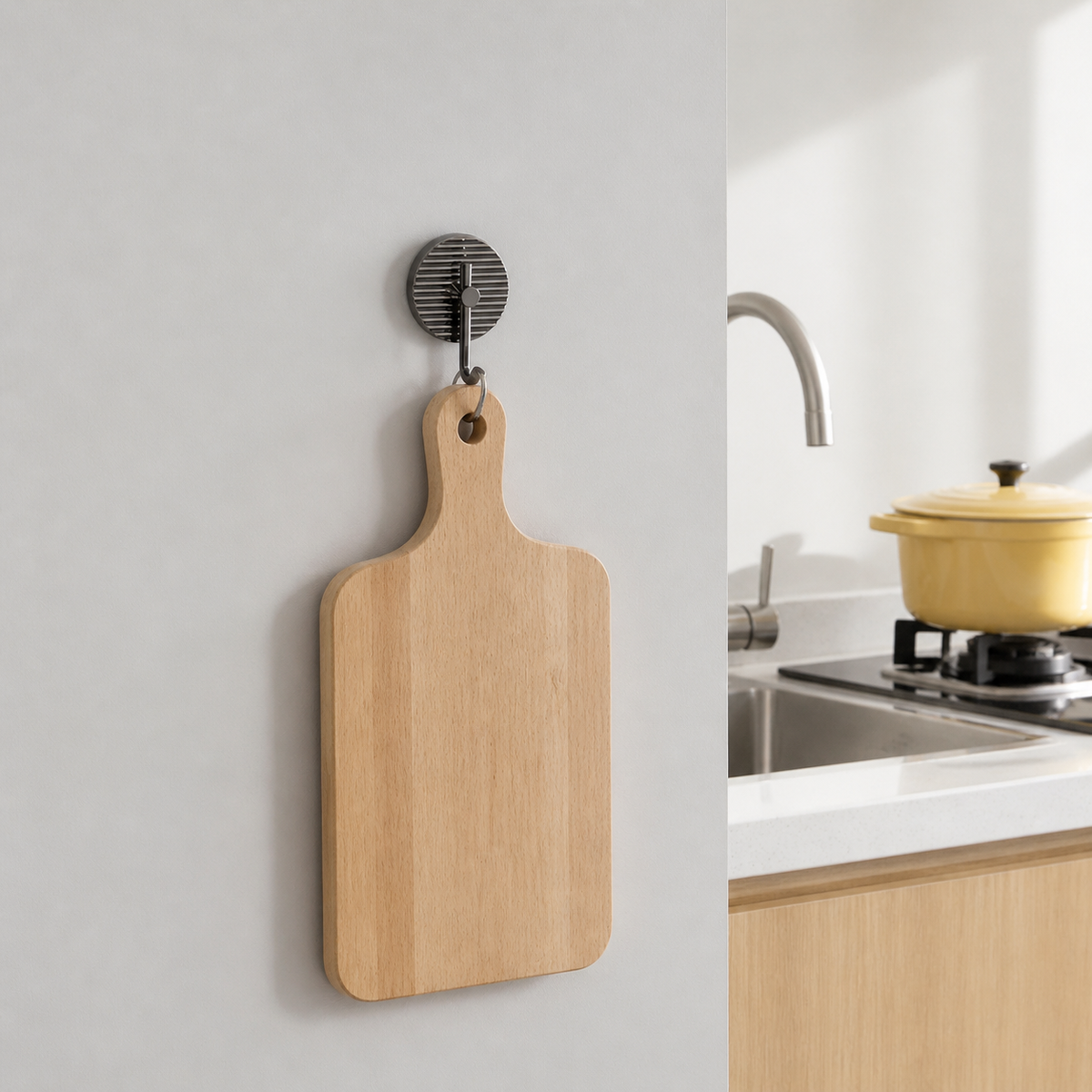 Strong Wall Hooks, Removable Adhesive Hooks, 2-Pack, Kitchen Tools, Entrance Key Storage, No Drilling, Metal