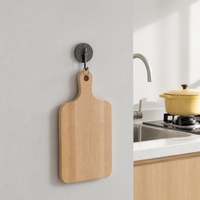 Strong Wall Hooks, Removable Adhesive Hooks, 2-Pack, Kitchen Tools, Entrance Key Storage, No Drilling, Metal