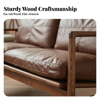 Leather Upholstery Wooden Frame suspension Chair Vintage aesthetic Indoor Furniture mid-centuryera Modern Design Upholstered pad for Adults, Readers, Homeowners, Living Room, Bedroom, Lounge Area, literary corner