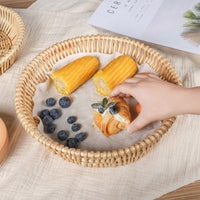 Handwoven Rattan Fruit Basket Nordic Style Serving Tray for Living Room & Supermarket Display
