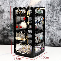 Rotating 5-Tier Jewelry Organizer with Ring Box and Dust Cover for Earrings, Necklaces, and Rings