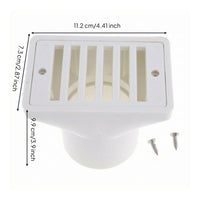 Abs Plastic Pool Overflow Fitting Square Pool Drain with Grate Anti-Clogging Overflow Drain Cover Long-Lasting