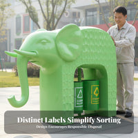 Elephant Trash Can Sculpture Sturdy Fiberglass Construction Giraffe Waste Bin Statue Weather Resistant Cartoon Animal Trash Receptacle for Children