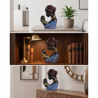 African Mother and Child Statue Ethnic Mother Holding Child Statue Tribal