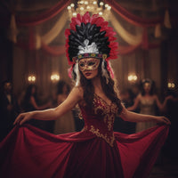 Theatrical Feather Headpiece with Beaded Headband Feathered Feather Headdress Layered Costume Headdress One Size for Performers, Dance Shows