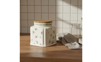 Silicone Seal Ceramic Square Jar Easy to Clean Airtight Canister Decorative Design for Pantry