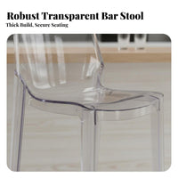 Nordic design Clear rearrest Bar Stool Transparent rear Counter Chair Easy to Clean Seating Furniture Modern Design for homeowners, Restaurant Owners, Adults, Kitchen Island, Cafe, Lounge, Dining Room