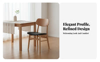 Padded Seat Upholstered Wood Frame Chair Modern Minimalist Design Upholstered Wooden Chair Japanese aesthetic Seating Furniture Ergonomic spine supportrest for Interior Decorators, Homeowners, Families, Dining Room, Home Office, Kitchen, Restaurant