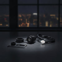 Motorcycle USB Charging Socket Compact Charging Port with Shielded Cap Weather-Resistant Motorcycle with Voltmeter for Long-Distance Riders