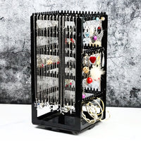 Rotating 5-Tier Jewelry Organizer with Ring Box and Dust Cover for Earrings, Necklaces, and Rings