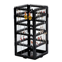 Rotating 5-Tier Jewelry Organizer with Ring Box and Dust Cover for Earrings, Necklaces, and Rings