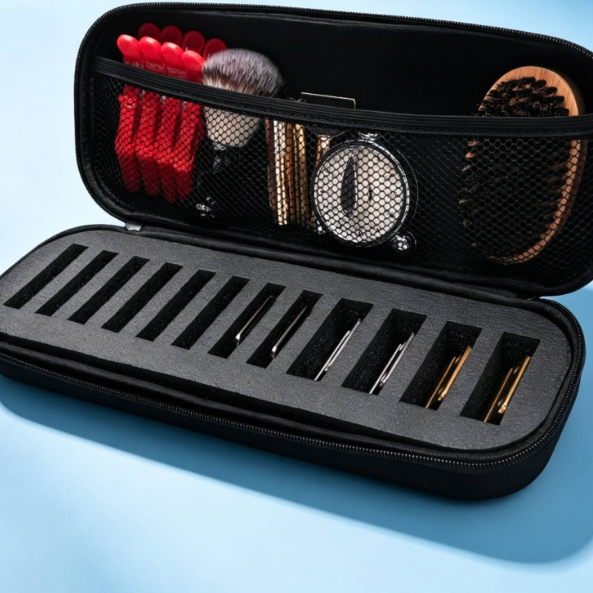 Hard Shell Shaving Tool Case Mesh Compact Travel Shaving Tool Case Textured