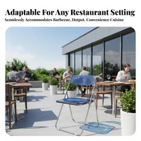 Rust Resistant Restaurant Barbecue Table Set Space Saving Stainless Steel Dining Set Sturdy Construction for Food Stall Vendors, Business Owners, Homeowners, Hot Pot Restaurants, Cafes, Cafe, Kitchen