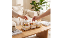 3-Compartment Serving Tray with Lidded Containers Gold-Tone Snack Tray with Lids Transparent Condiment Server with Lids Rectangular for Hosts, Dessert Service, Tea Time, Coffee Table, Countertop