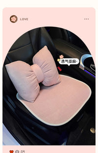 亚麻汽车坐垫四季通用夏季2025女座椅透气可爱棉麻夏季车座套座垫 【四季亚麻】粉花坐垫（7件套）