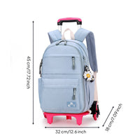 2-in-1 Design Princess Trolley Backpack Adjustable Handle Trolley School Bag Lightweight for Travel